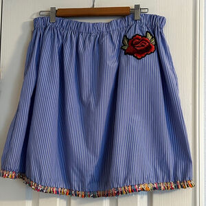 Denimland 🔵Rainbow Fringe Mini Skirt, LG, Blue